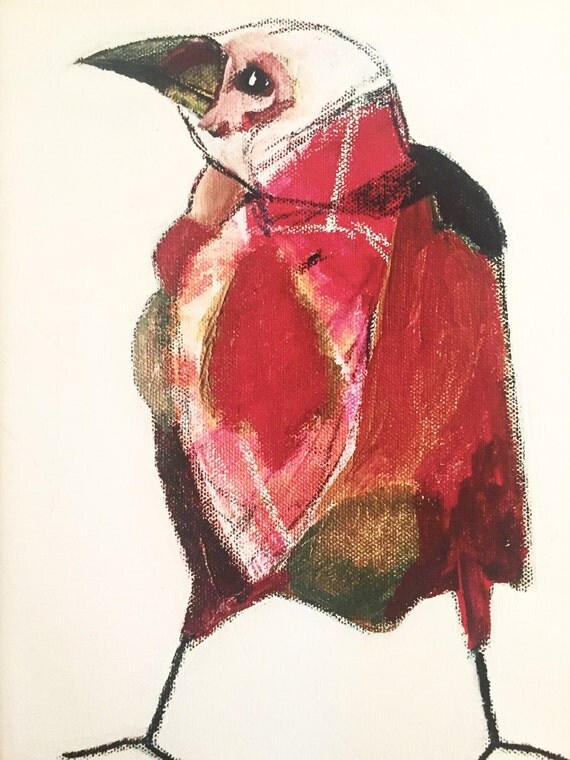 Items similar to bird painting (fine art print on canvas) on Etsy