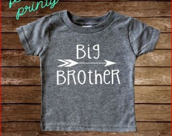SALE big brother Shirt Boys Shirt Heather Grey with White New Brother arrow shirt