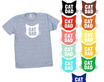 Cat Dad TriBlend Heather Grey TShirt - Family Photos, Gift for Dad, Gift for Him, Cat Guy, Cat Person, Cat Lady