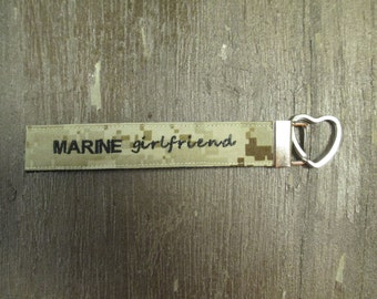 Military Wristlet, Marine Girlfriend Name Tape Key Chain, US Marine Corps Girlfriend Military Keychain, Marine Girlfriend Key Fob