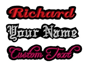 Custom Embroidered Contour Border Laser Cut Name Patch Felt Iron on Biker Motorcycle Business Company Patches Customized Name Tag Tab 5