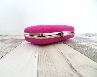 Harris Tweed, Minaudière sac à main, embrayage boîte, boîte d’embrayage sac à main bourse bal, Harris Tweed embrayage soir sac à main, mariage, sac à main rose, rose