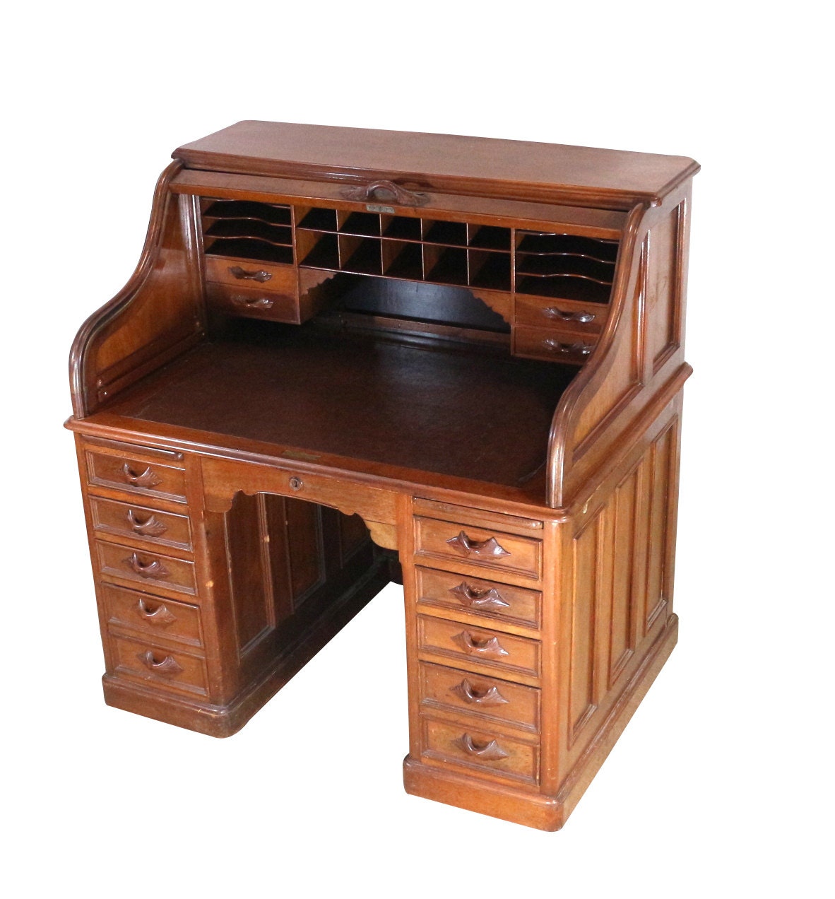 Civil War Roll Top Desk Antique Solid Walnut Bankers by Nachokitty