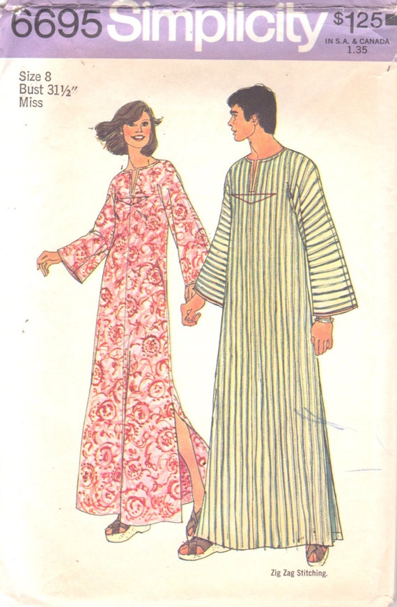 Simplicity 6695 1970s Misses Caftan Pattern Simple to Sew