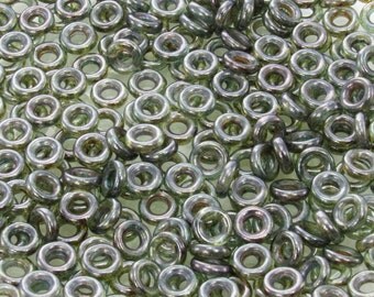 9mm (3.8mm hole size) Transparent Green Lumi Czech Glass Seamless Rondel Beads - Qty 20 (BS37) SE