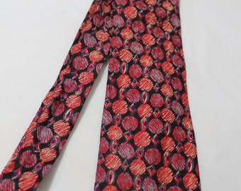 Vintage MONDO UOMO Red & Black Necktie, 3.5 Inches Wide