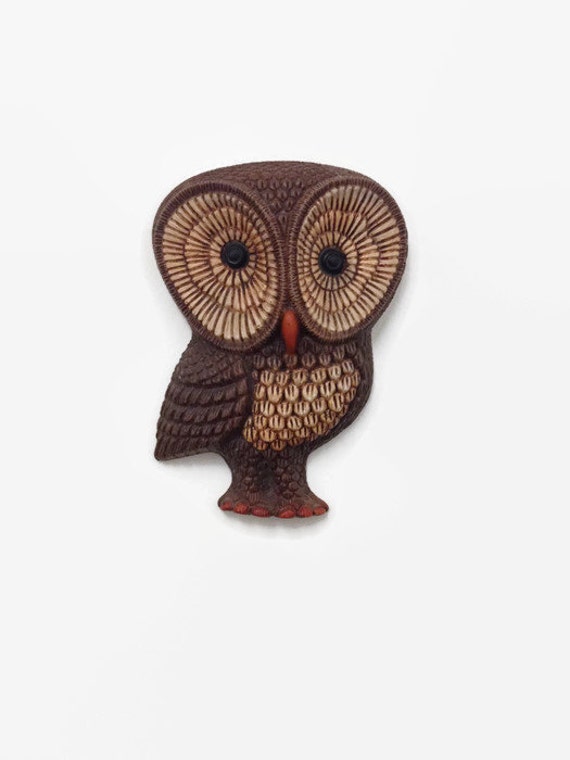 Retro Owl Wall Art Hanging 1970s Decor by TinySacredThings