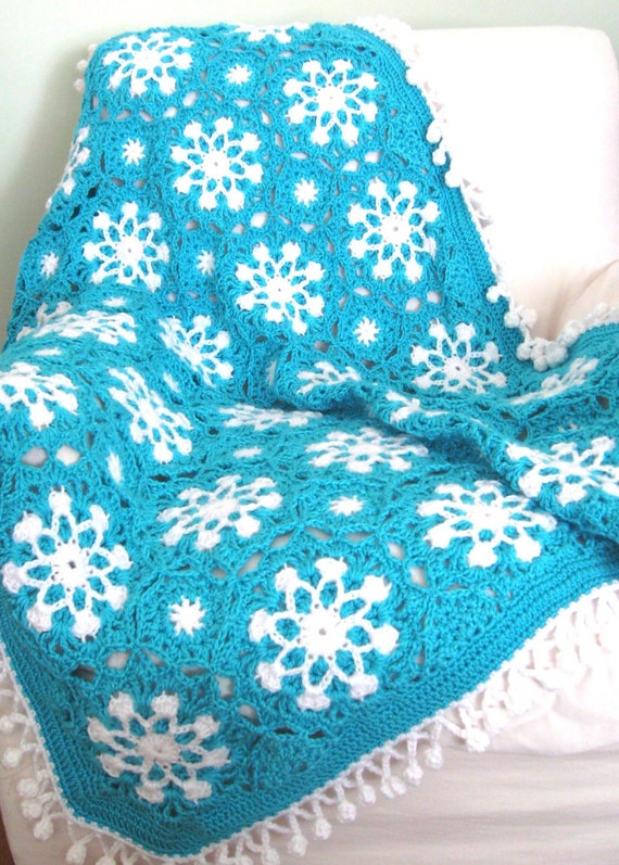 Items similar to Made to order.Handmade crochet Snowflake afghan