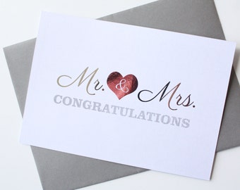 Wedding Congratulations card - Mr & Mrs Congratulations