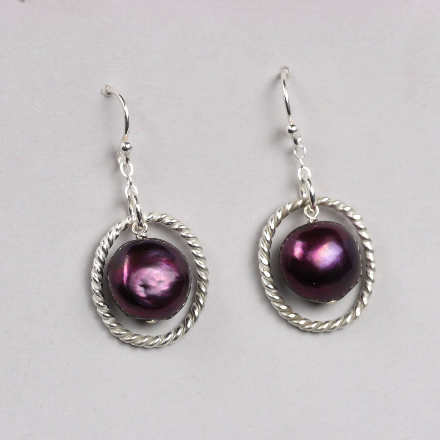 Sterling Silver and Fuchsia Freshwater Pearl by LizardiJewelry