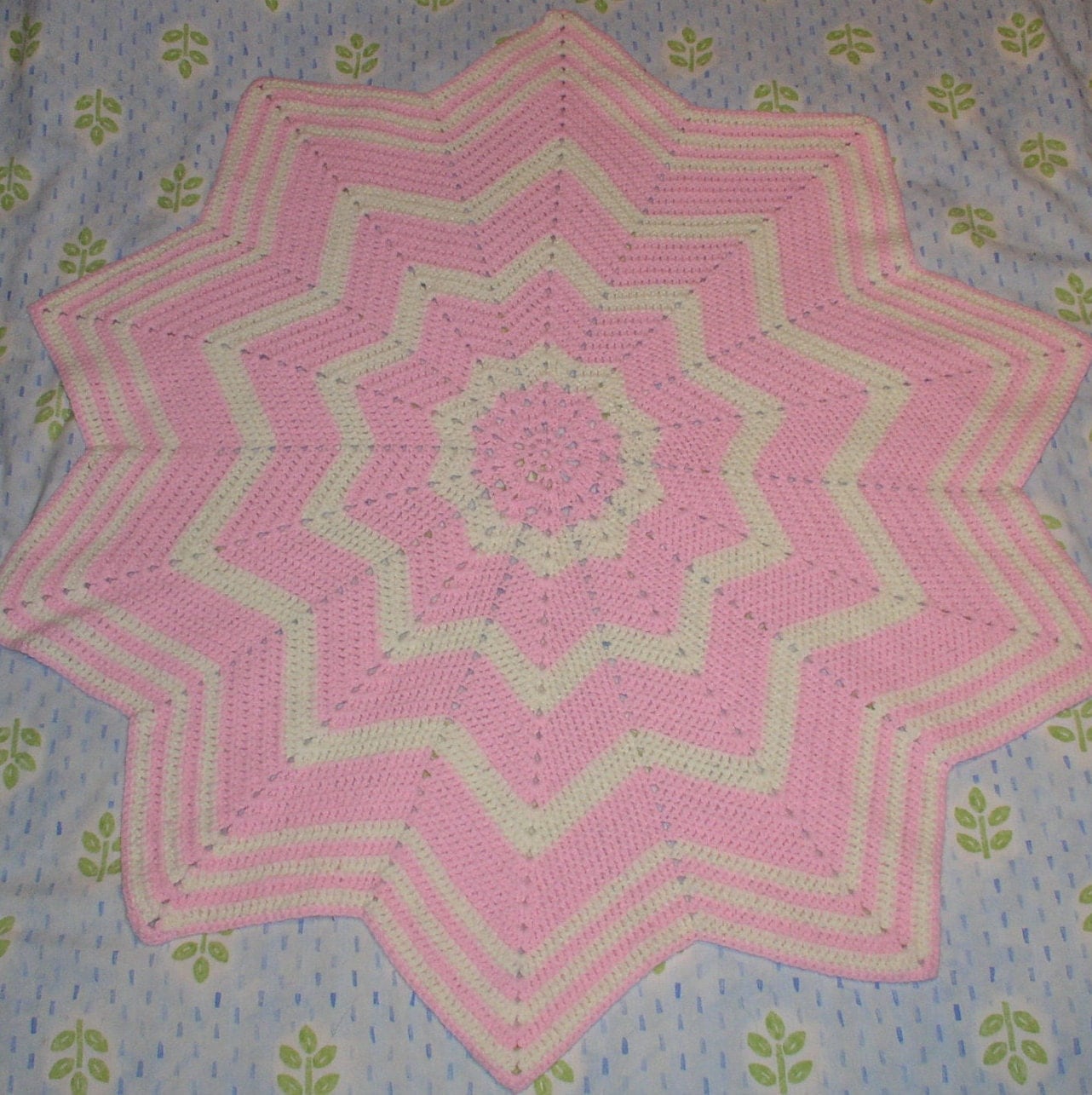 Baby Blanket Handmade Crochet Star Shaped Baby Blanket Pink