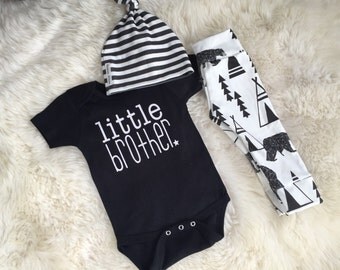 Cute little brother outfit | baby boy take home outfit | bear print organic leggings | hipster baby | baby must have