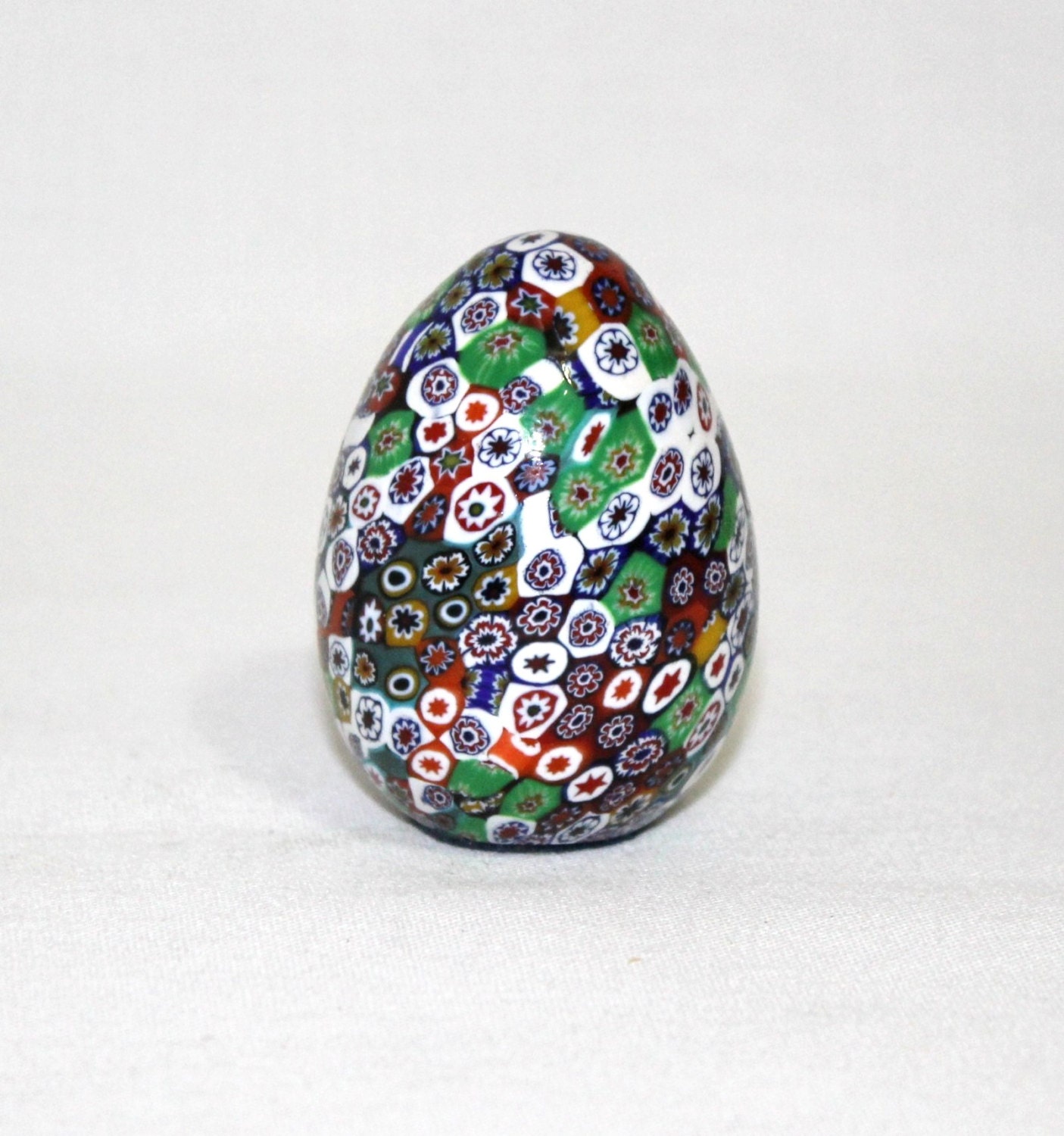 Murano Millefiori Glass Egg Paperweight 7342