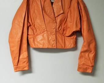 Peach/Orange 1980's Chia Leather Jacket