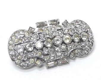 Vintage Rhinestone Brooch Trifari Alfred Philippe 1936 Clipmate Clear