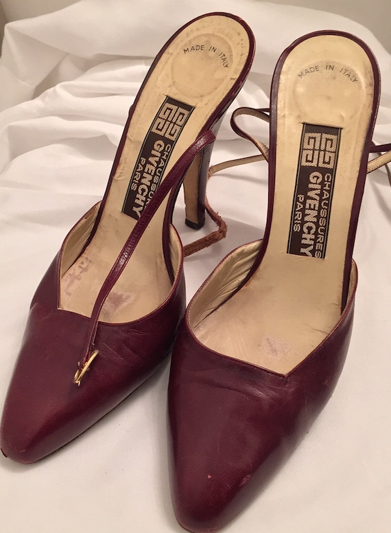Vintage Chaussures Givenchy Paris Red Oxblood Leather Shoes