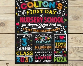 First Day of Nursery School Sign Printable - First day of Daycare Sign - First Day of School Sign - First Day of Pre School Sign - Toddler