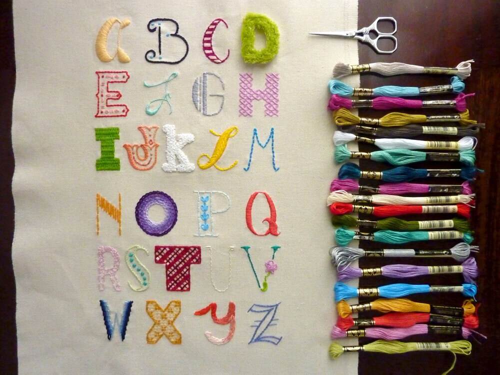 Hand Lettered Alphabet Sampler Embroidery Pattern. Sampler Series. from