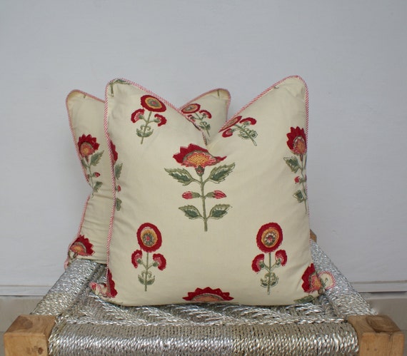 Items similar to Pair Indian Hand Block Print Throw Pillows Organic ...