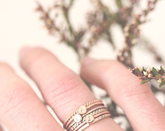 14k gold initial ring, tiny initial ring, stackable, stack ring, personalized, custom ring, letter, font, solid gold, initial jewelry, gift