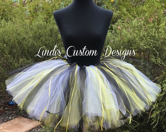 Black and Yellow Tutu for Costumes, Bumble Bee Tutu, Batman inspired Tutu, Child, Teen, Adult, Custom Boutique Tutu, Halloween Pageants