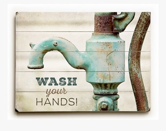 Wood Sign: Kids Bathroom Decor, Wood Sign for Bathroom Art, Planked Wood Sign for Bathroom, Rustic Bathroom, Wash Your Hands Sign.