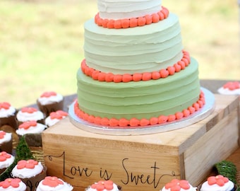 Love Is Sweet Rustic Wedding Cake Stand Cupcake Engraved DownInTheBoondocks Love Is Sweet Rustic Wedding Cake Stand Cupcake Engraved DownInTheBoondocks