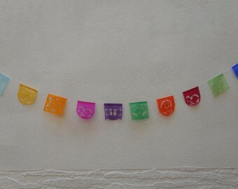 Mini Papel picado Day of the dead paper banner dia de los muertos string attached with 10 flags Mexico Assorted Colors