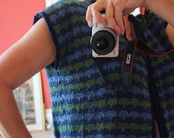 SALE 25% off Fairisle handknit waistcoat blue green L