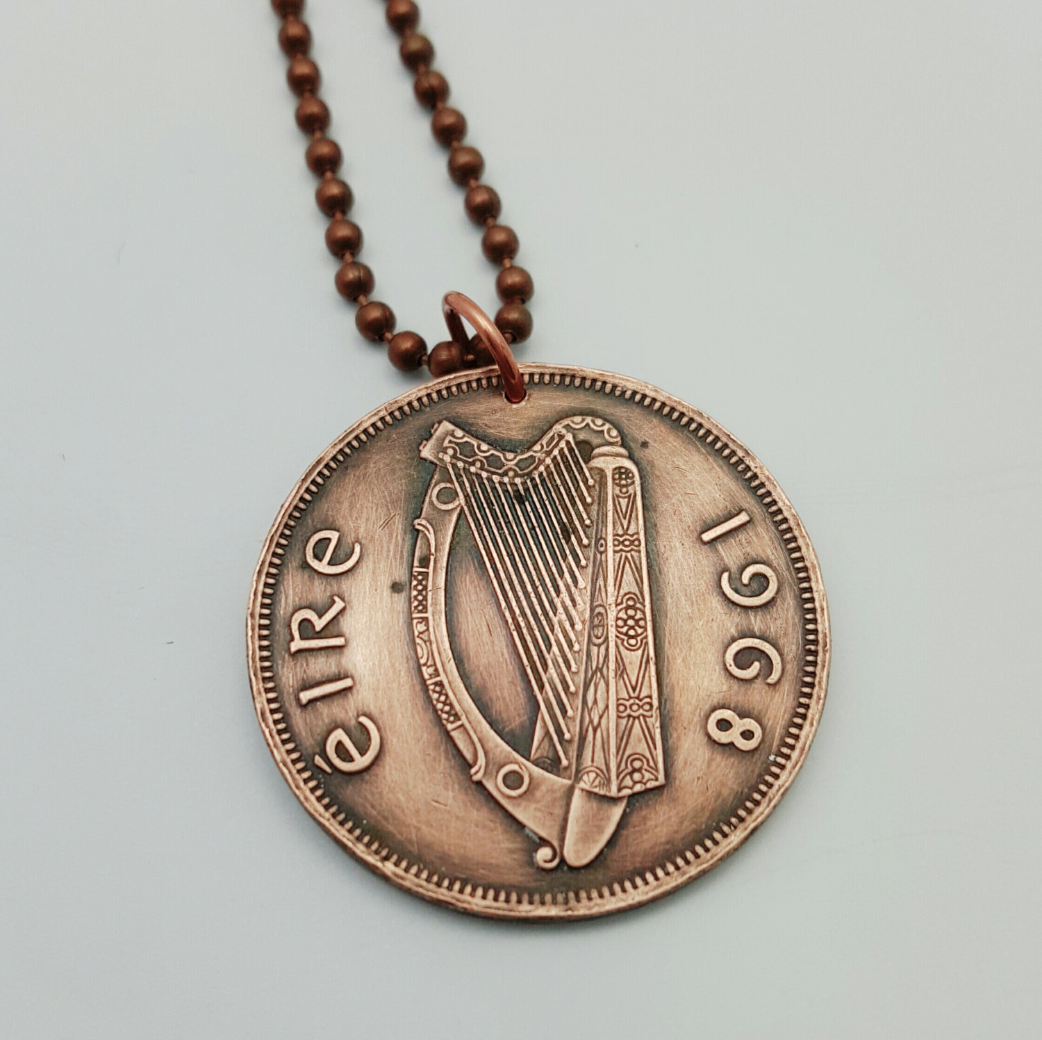 Irish Necklace IRELAND coin necklace Irish harp Guinness