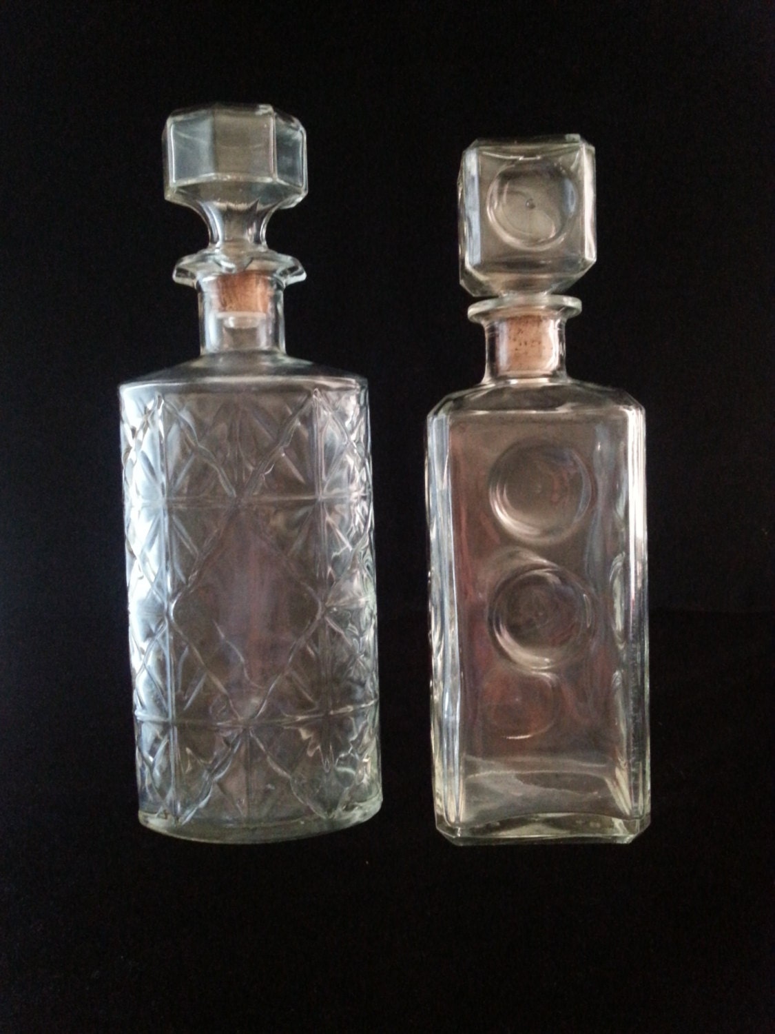 Vintage Liquor Bottles Collectible Glass Set of 2