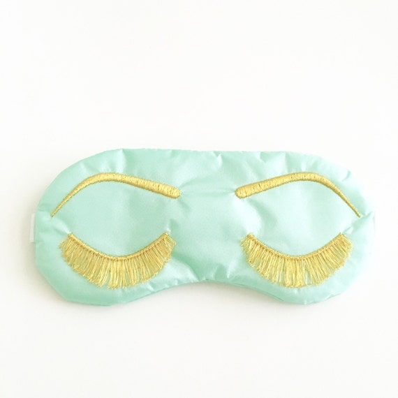 Eyelashes sleep mask MINT and METALLIC GOLD