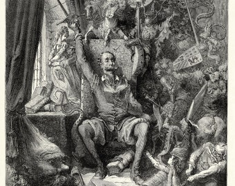 European Master Print and Drawing Reproductions: Gustave Dore, French - Don Quixote, c. 1870. Fine Art Print