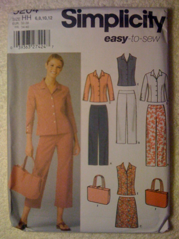 Misses and Miss Petite Pants in Two Lengths, Skirt, Shirt and Bag Simplicity Sewing Pattern 5204 Size 6-12 Uncut