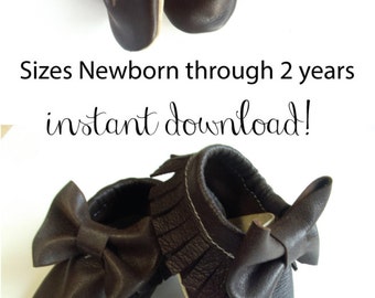 Baby Bow Moccasins Fringe Leather PDF Sewing Pattern Tutorial