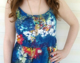 Long Gold Tassel Necklace - Aqua Tassel Necklace - Pool Party