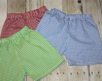 Boys Gingham Shorts for Baby Boy, toddler, and Boys Gingham Shorts size 3m, 6m, 9m, 12m,18m, 24m, 2t, 3t, 4t, 5t,6, 7, 8