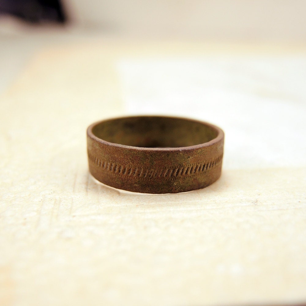 Antique Brass Ring Primitive Ring Wedding ring by VintageUSSR