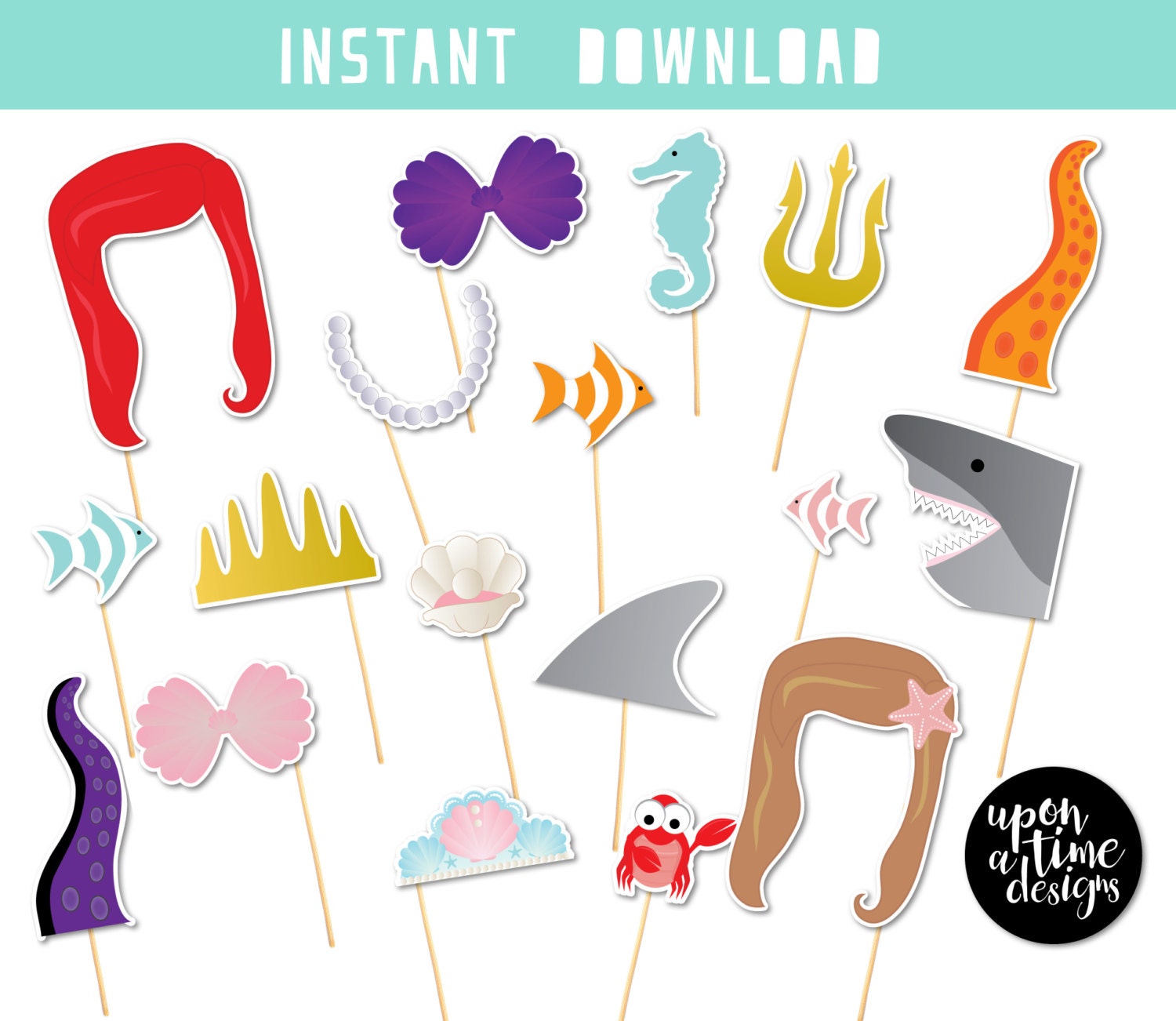 Under The Sea Photo Booth Props Printable Instant Download