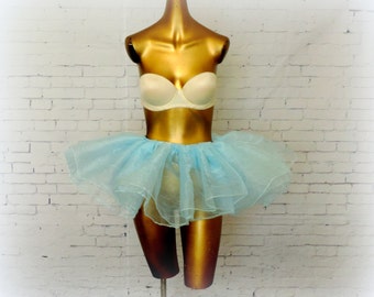 Adult tutu light blue baby blue tutu skirt organza tutu edc edm rave tutu mini tutu fantasy wear cosplay comicon wonder women skirt