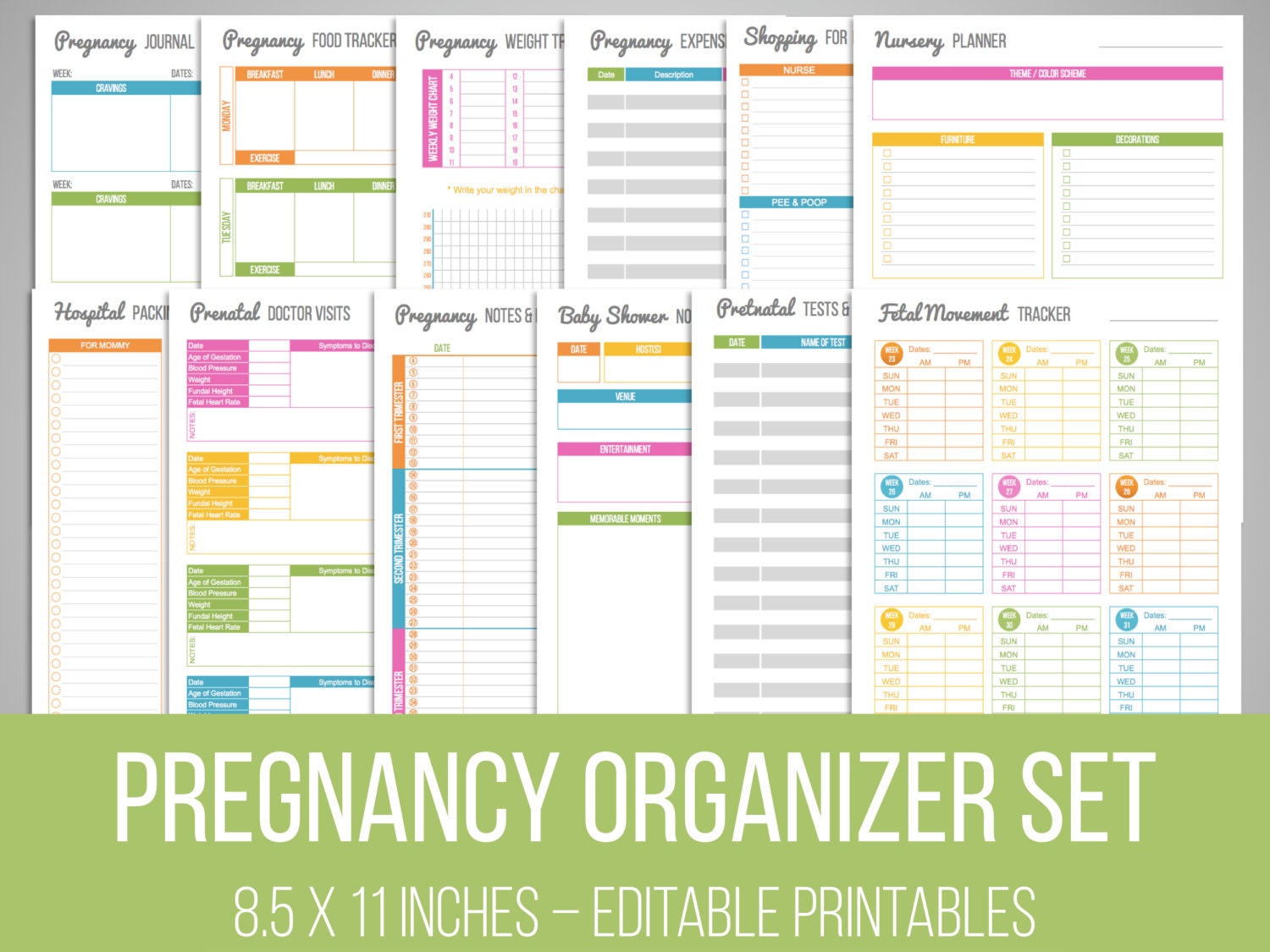 Printable Pregnancy Organizer | pregnancy organizer set pregnancy planner editable Printable Pregnancy Organizer | pregnancy organizer set pregnancy planner editable