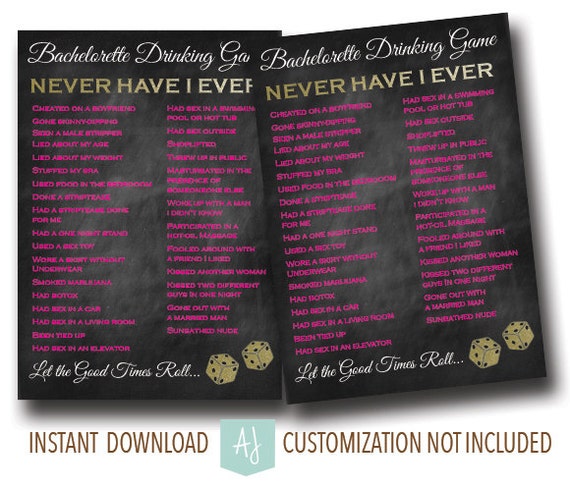 Bachelorette Party Drinking Game Bridal Shower Game Hens