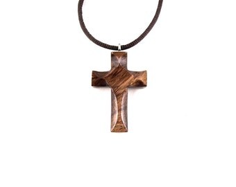 Wooden Cross Necklace Wooden Cross Pendant Mens by GatewayAlpha