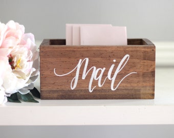 Rustic Mail Holder Box, Office Organization, Rustic Wooden Planter Box, Mail Box Organizer, Rustic Home Decor, Housewarming Gift, B-1