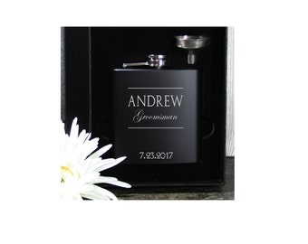 Sale !!! Groomsmen Flasks in Gift Boxes NEW !! Personalized 6oz Wedding Flask & Funnel Gift Set - Perfect for Wedding Party Favors