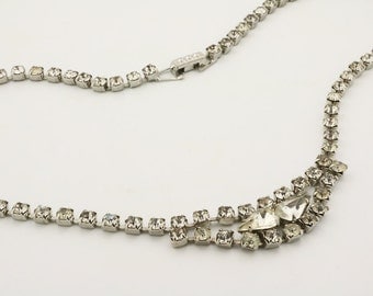 Vintage clear rhinestone necklace, great gatsby necklace, bridal necklace
