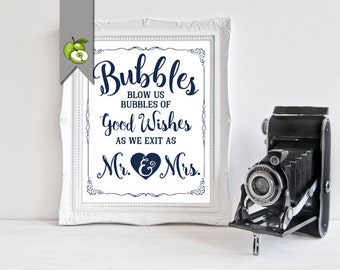 Printable Bubbles Sign Blow Bubbles Send Off Sign Mr and Mrs