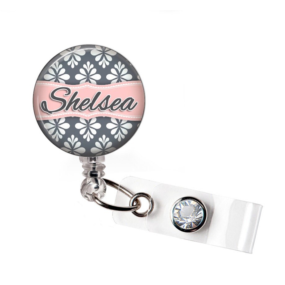 Retractable Badge Holder Name Badge Holder in Pink by TrendyArtz