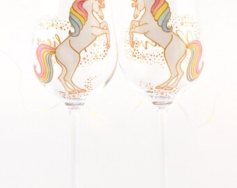 Short Tail Unicorn Crystal Wine Glasses
