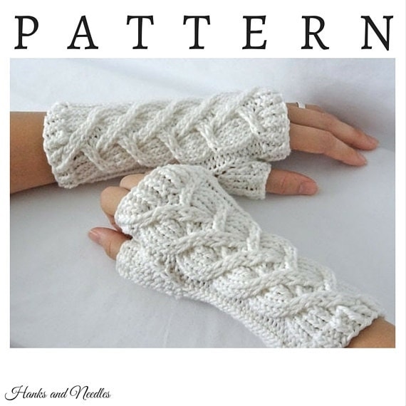 PDF Cable Knitting Pattern Wrist Warmers Fingerless Gloves